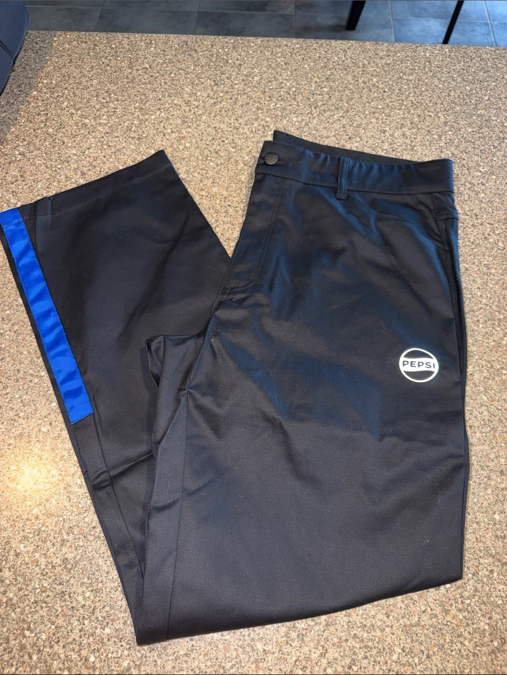 Pepsi pep+ Black pants with Blue Stripe